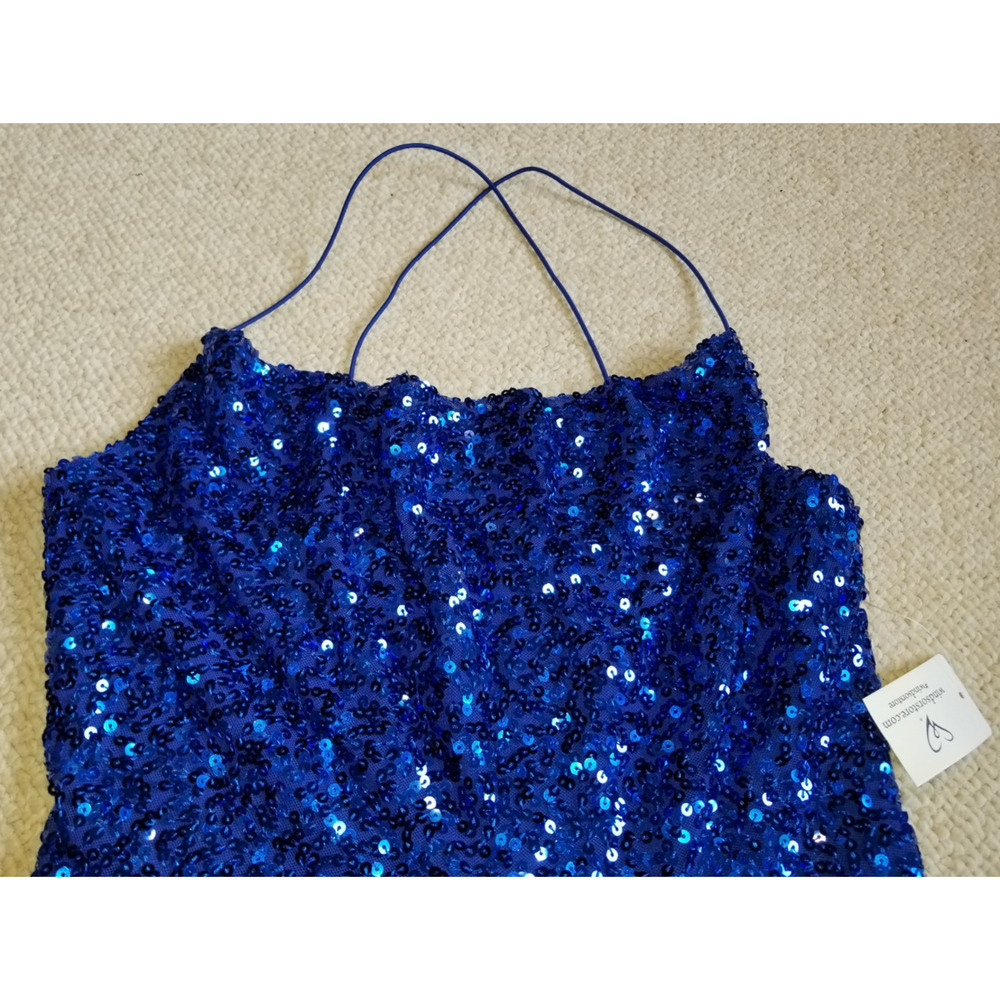 NWT $120 Womens Dress-WINDSOR-blue 'Esperanza Formal Sequin Cowl Neck'-M - Picture 4 of 7